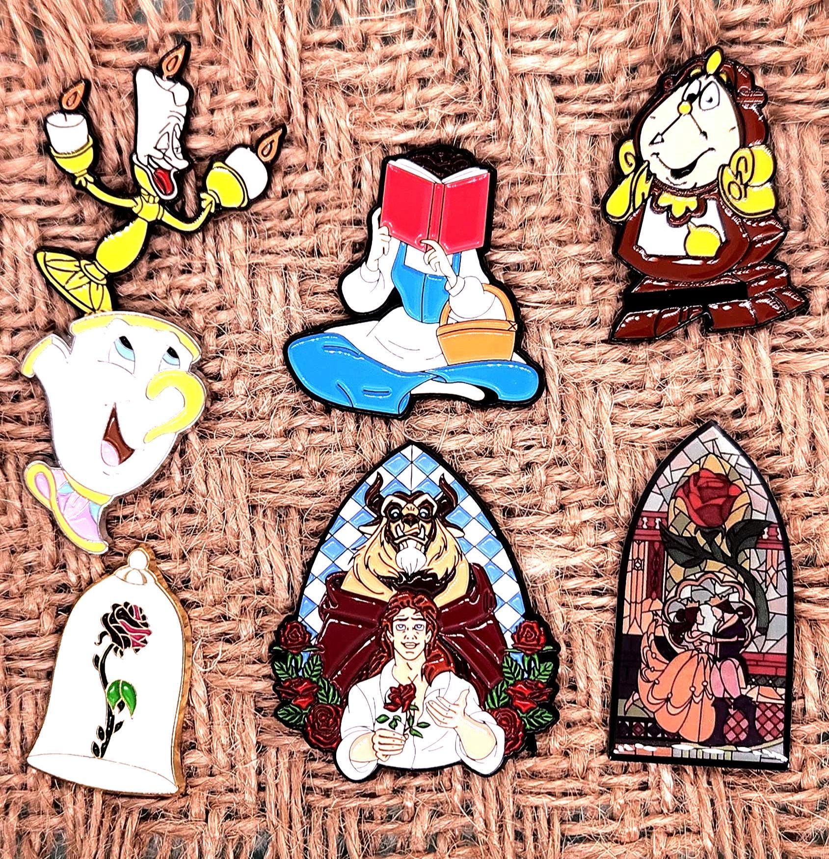 Beauty and the Beast Enamel Pins, Belle, Lumiere, 90s Nostalgia