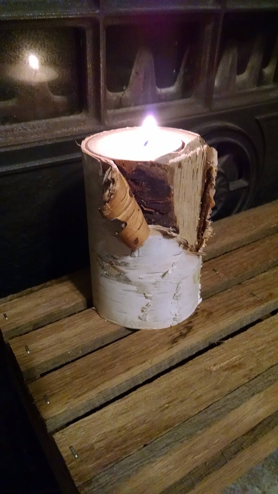 Birch Tea Light Candle Holder Etsy