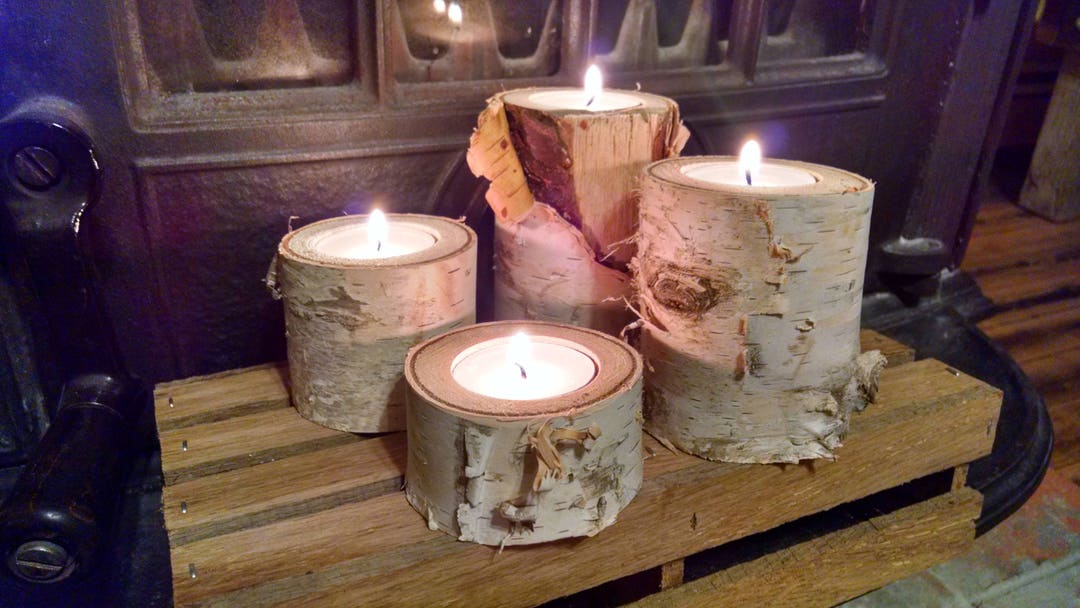Birch Tea Light Candle Holder Etsy