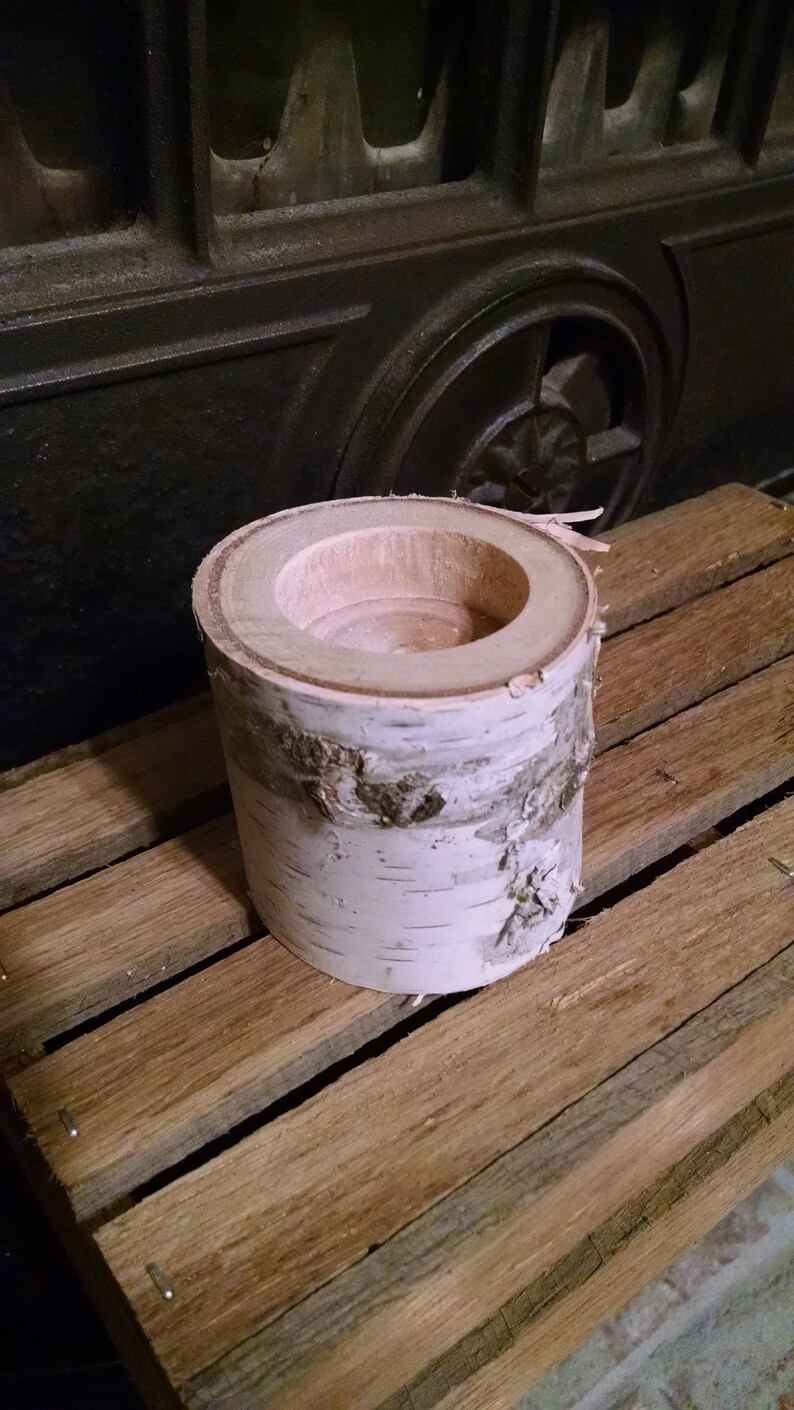 Birch Tea Light Candle Holder Etsy