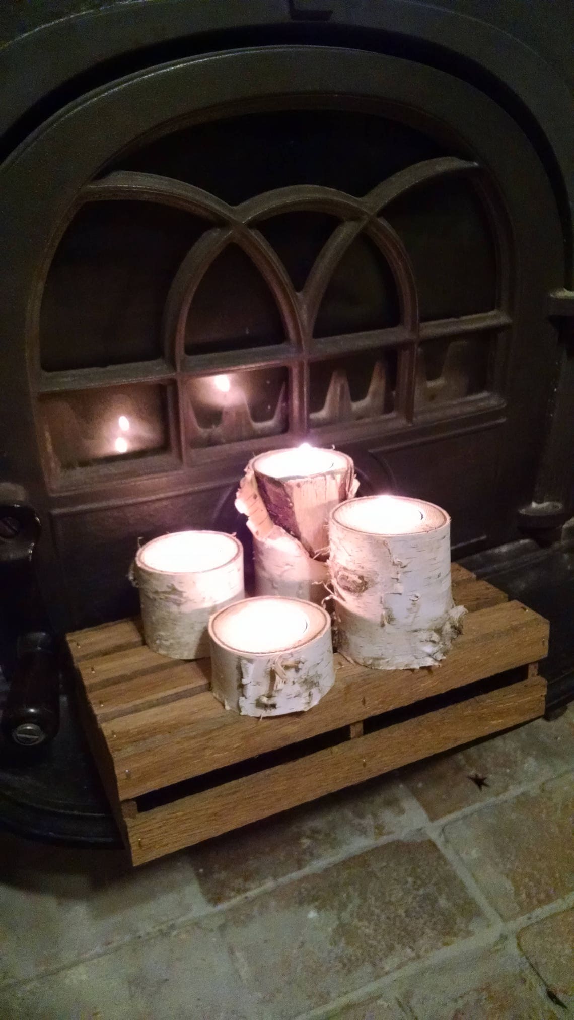 Birch Tea Light Candle Holder Etsy