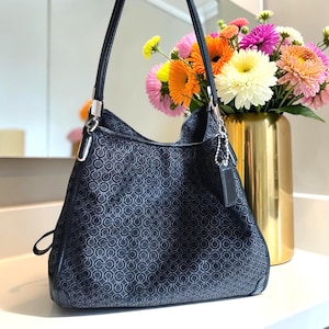 Svart Coach Madison Phoebe Axelväska Op Art Signature C Python Präglat Läder Y2K