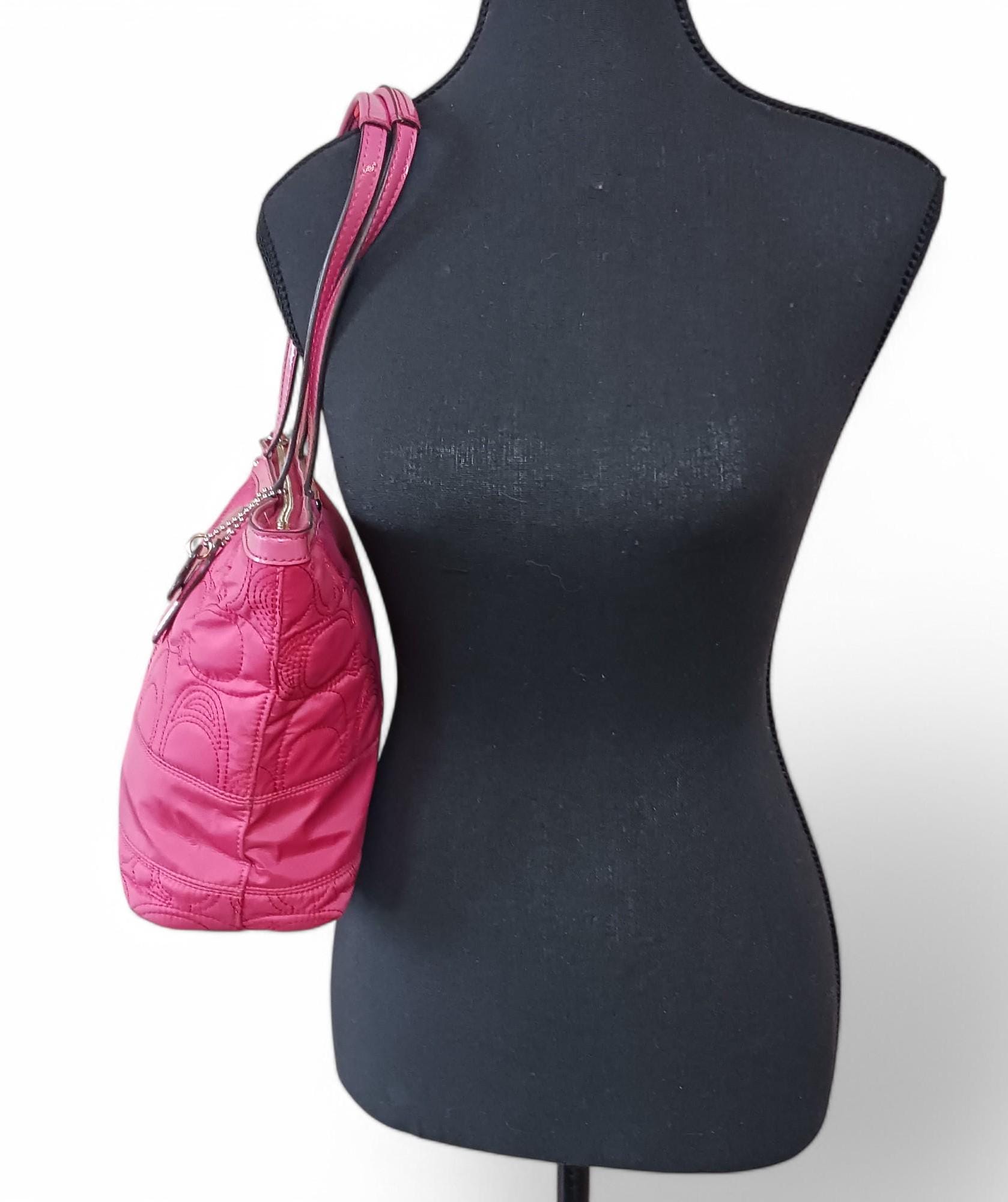 Vintage Y2K Coach Quilted Tote Bag: Rose Pink Signature, Patent