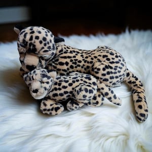 Fiesta Mother & Baby Cheetah Plush – 16&quot; Vintage Stuffed Animal Set | Model A30020 – Faux Fur Jungle Cat Toy, Late 1990s–2000s