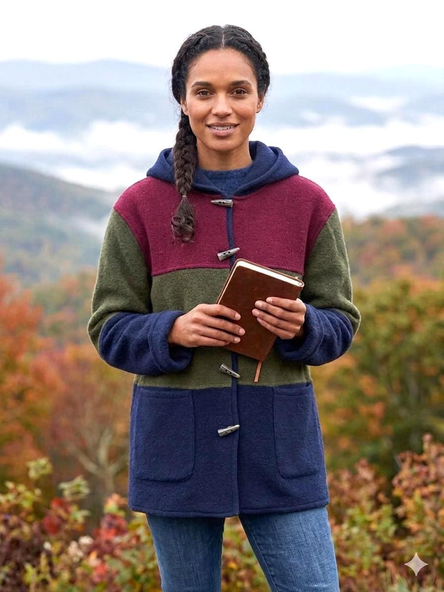 Vintage 100% Wool Colorblock Duffle Coat, Women's Size S, Tabi