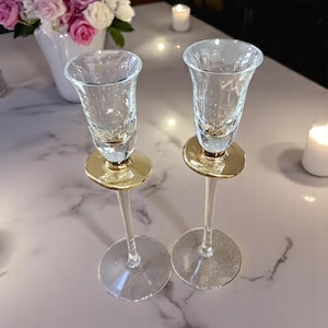 Vintage Murano Style Cordial Glasses: Gold Rim Italian Barware, Set of 2