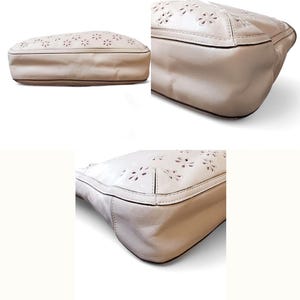 Coach Poppy Ivory Leather Eyelet Tote 22438 – Pink Sateen Lining, Chain Handles, Silver Hardware, 14.5"x11.5"x3
