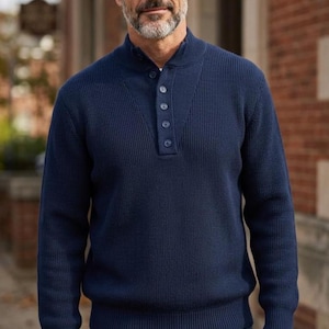 Suéter vintage L.L. Bean azul-marinho de algodão | Fabricado nos EUA, estilo gorpcore dos anos 90