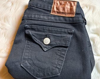 True Religion Y2K Glitter Jeans - Serena Dark Wash Skinny - Size 27