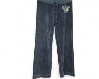 Pantalón deportivo vintage Juicy Couture de terciopelo gris – Talla S – Estilo años 2000