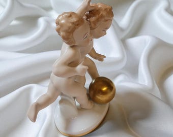 Rare Vintage Gerold Porzellan German Cherub Figurine #5938 – Two