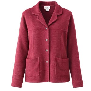 Vintage Cleo Oxblood 100 % gekochte Wolle Button Up Chore Jacke Cardigan Medium