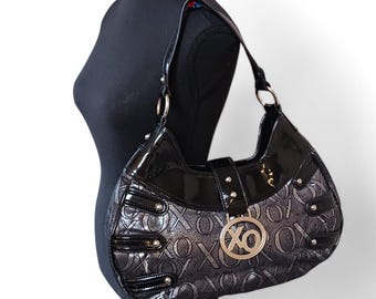 Vintage XOXO Studded Faux Black Patent Leather Metallic