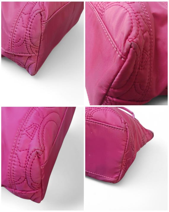 Vintage Y2K Coach Quilted Tote Bag: Rose Pink Signature, Patent