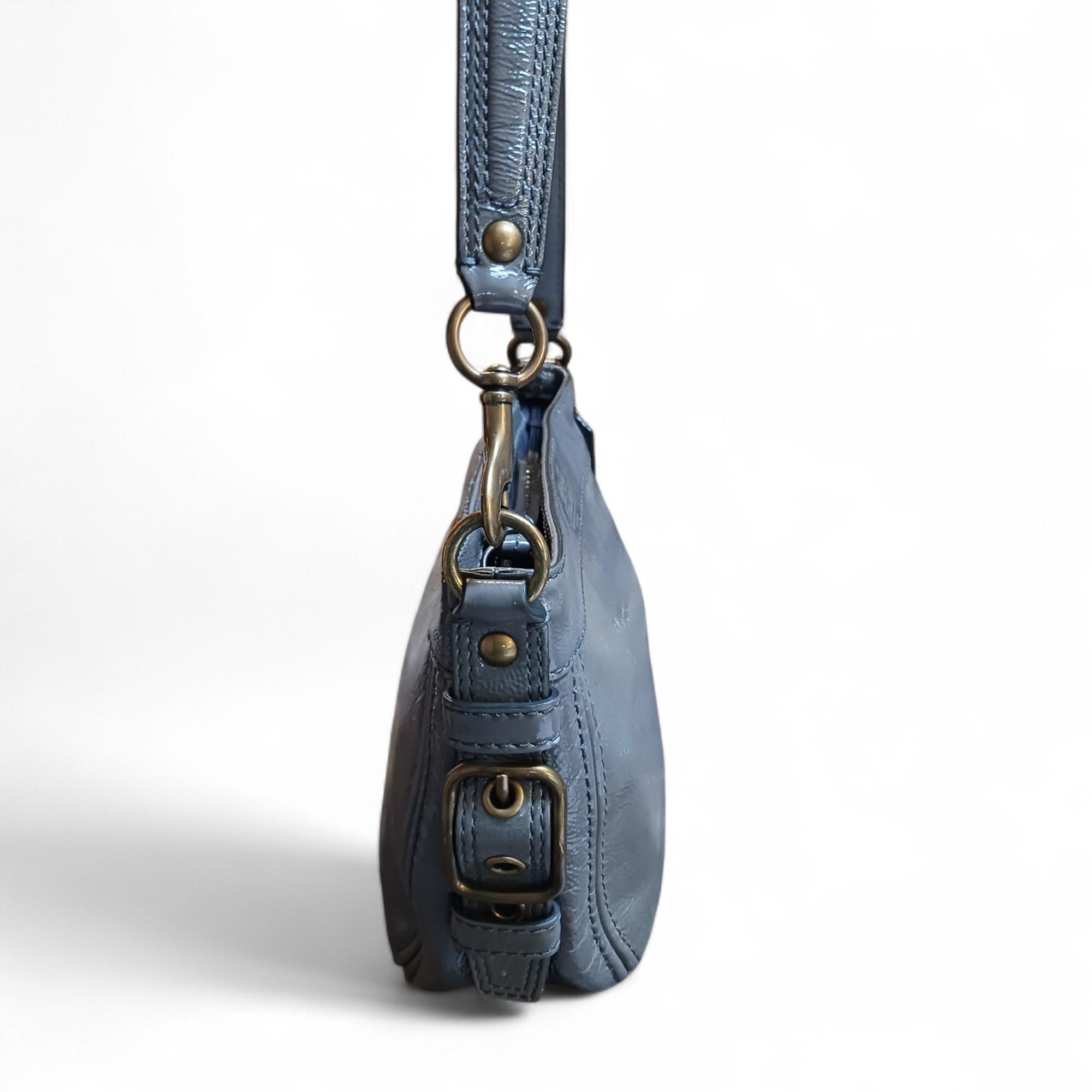 Y2K Coach Zoe Mini Bag: Gray Patent Leather Shoulder Purse - Etsy
