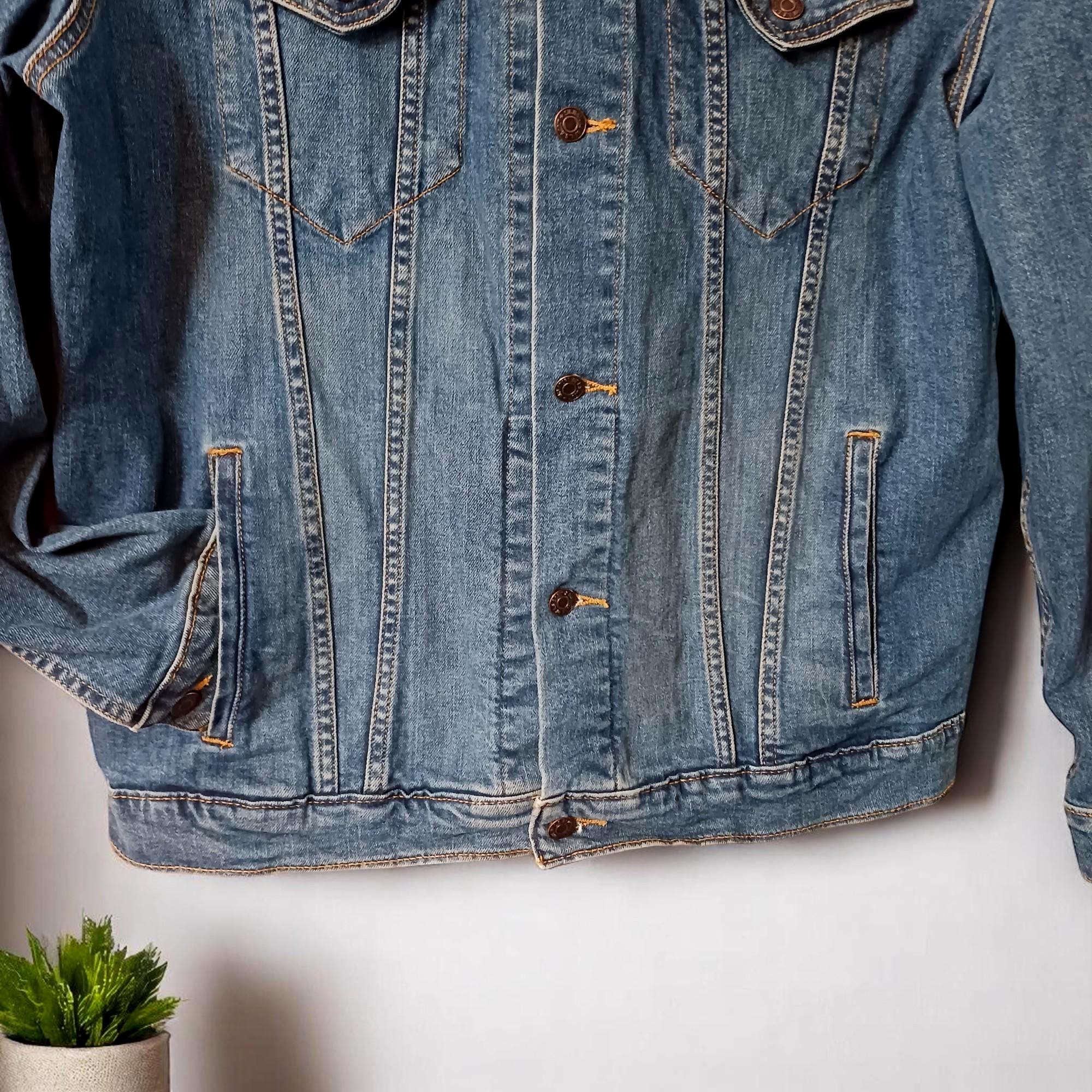 Y2K Levi's Denim Jacket: Vintage Blue Jean Trucker, Orange Stitch