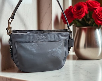 Y2K Coach Zoe Mini Bag: Gray Patent Leather Shoulder Purse