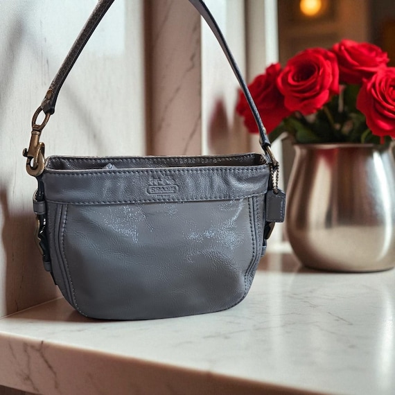 Y2K Coach Zoe Mini Bag: Gray Patent Leather Shoulder Purse - Etsy