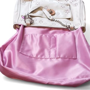 Coach Poppy Ivory Leather Eyelet Tote 22438 – Pink Sateen Lining, Chain Handles, Silver Hardware, 14.5"x11.5"x3