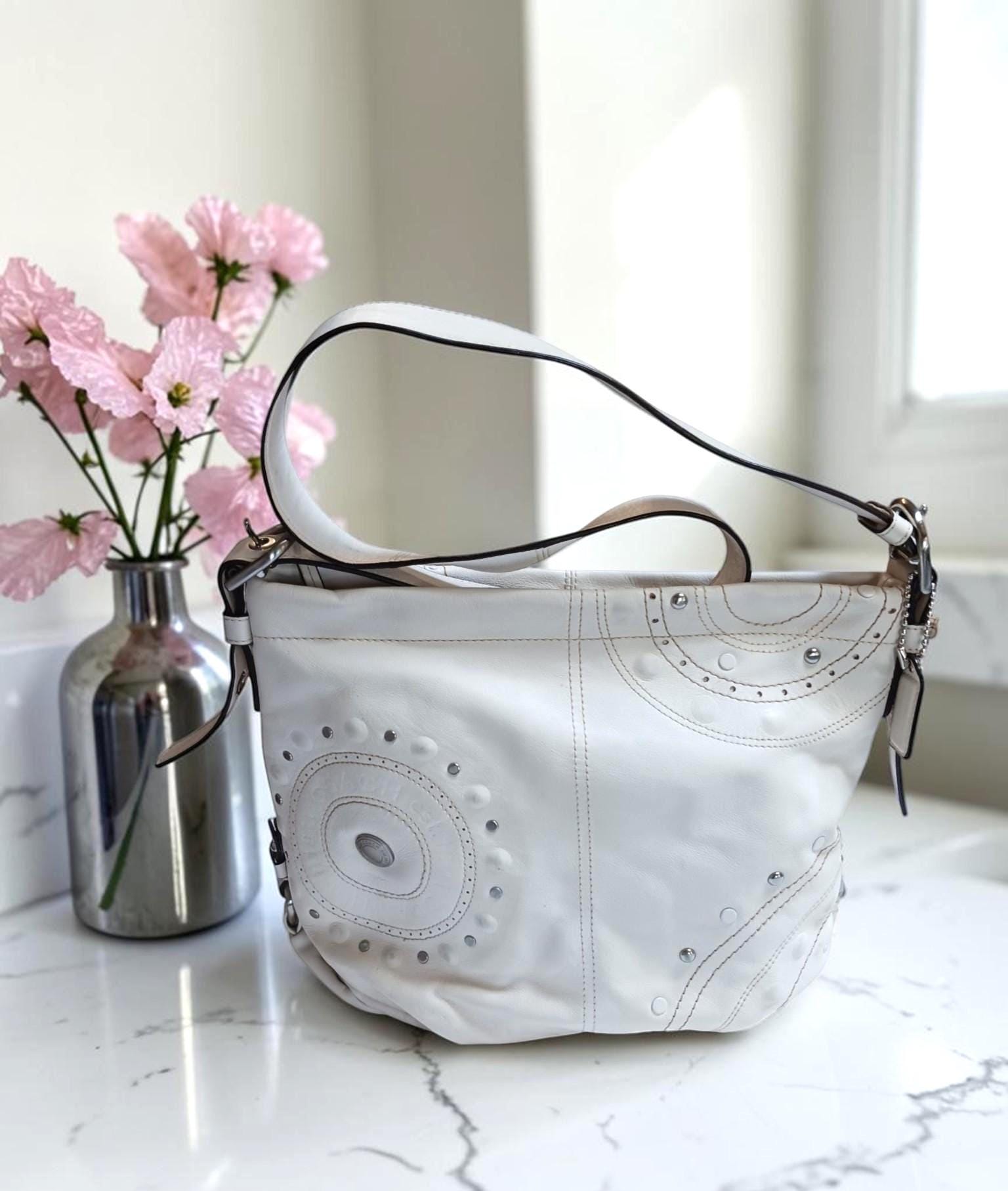 Vintage White Leather Coach Bag - Etsy Canada