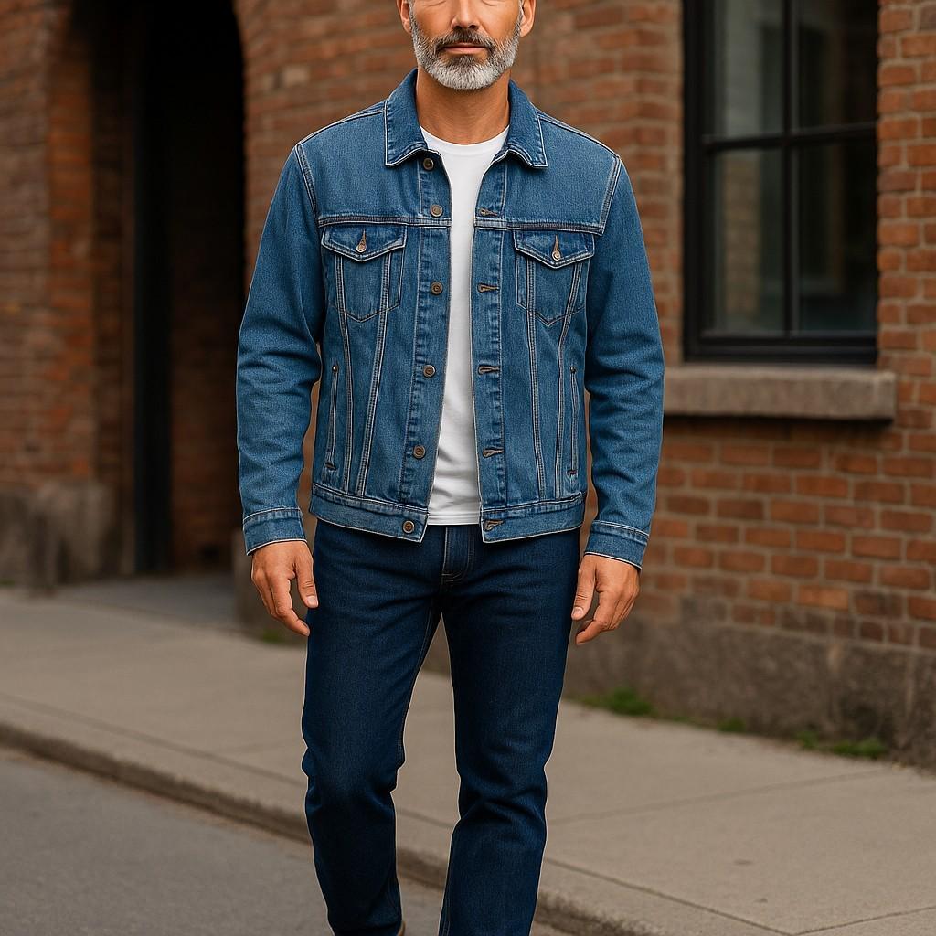 Y2K Levi's Denim Jacket: Vintage Blue Jean Trucker, Orange Stitch