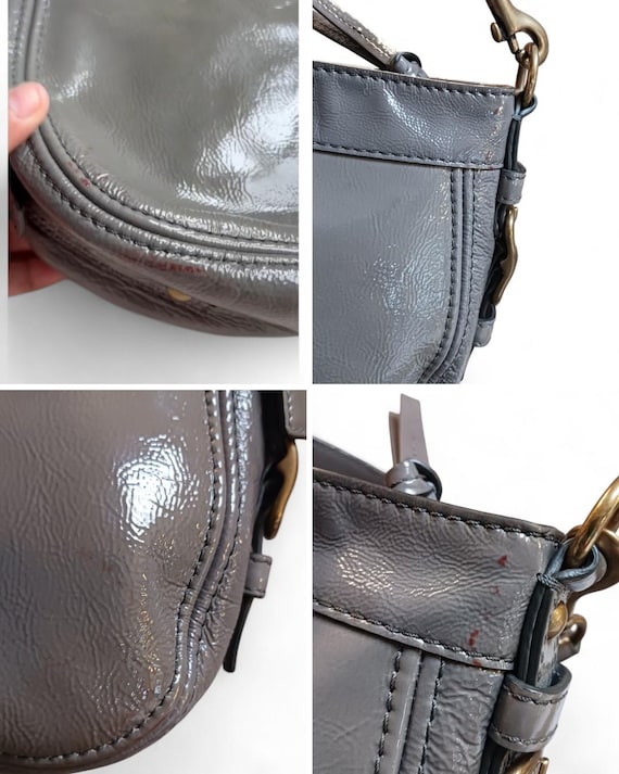 Y2K Coach Zoe Mini Bag: Gray Patent Leather Shoulder Purse - Etsy