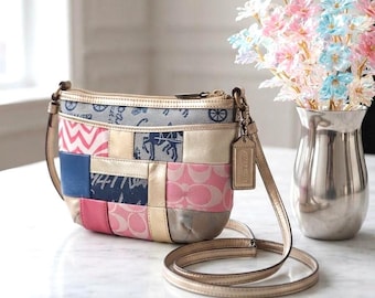 Y2K 00s Coach Gallery Holiday Patchwork Shoulder Bag, Style 11358