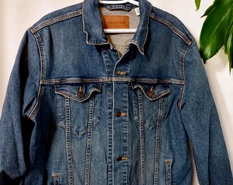 Y2K Levi's Denim Jacket: Vintage Blue Jean Trucker, Orange Stitch