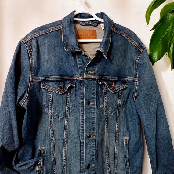 Y2K Levi's Denim Jacket: Vintage Blue Jean Trucker, Orange Stitch