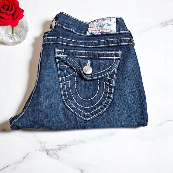 Vintage True Religion Jeans, Dark Wash Bootcut Denim, Y2K Size 28