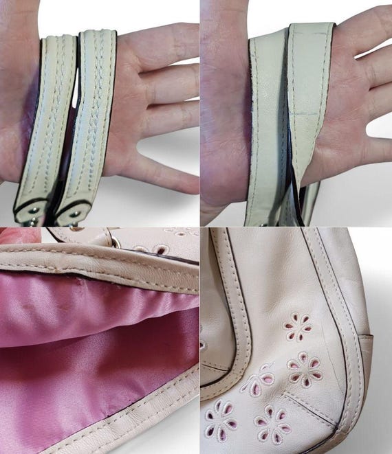 Coach Poppy Ivory Leather Eyelet Tote: Pink Sateen Lining, Silver