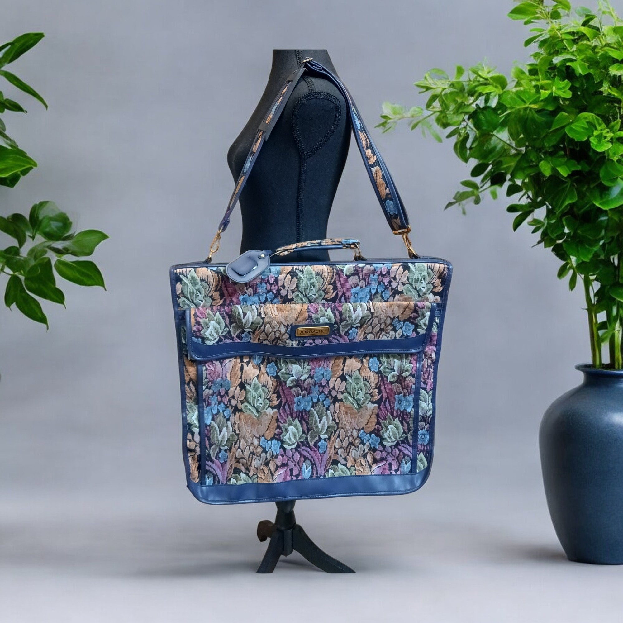 Vintage Jordache Blue Floral Tapestry Garment Bag - Etsy