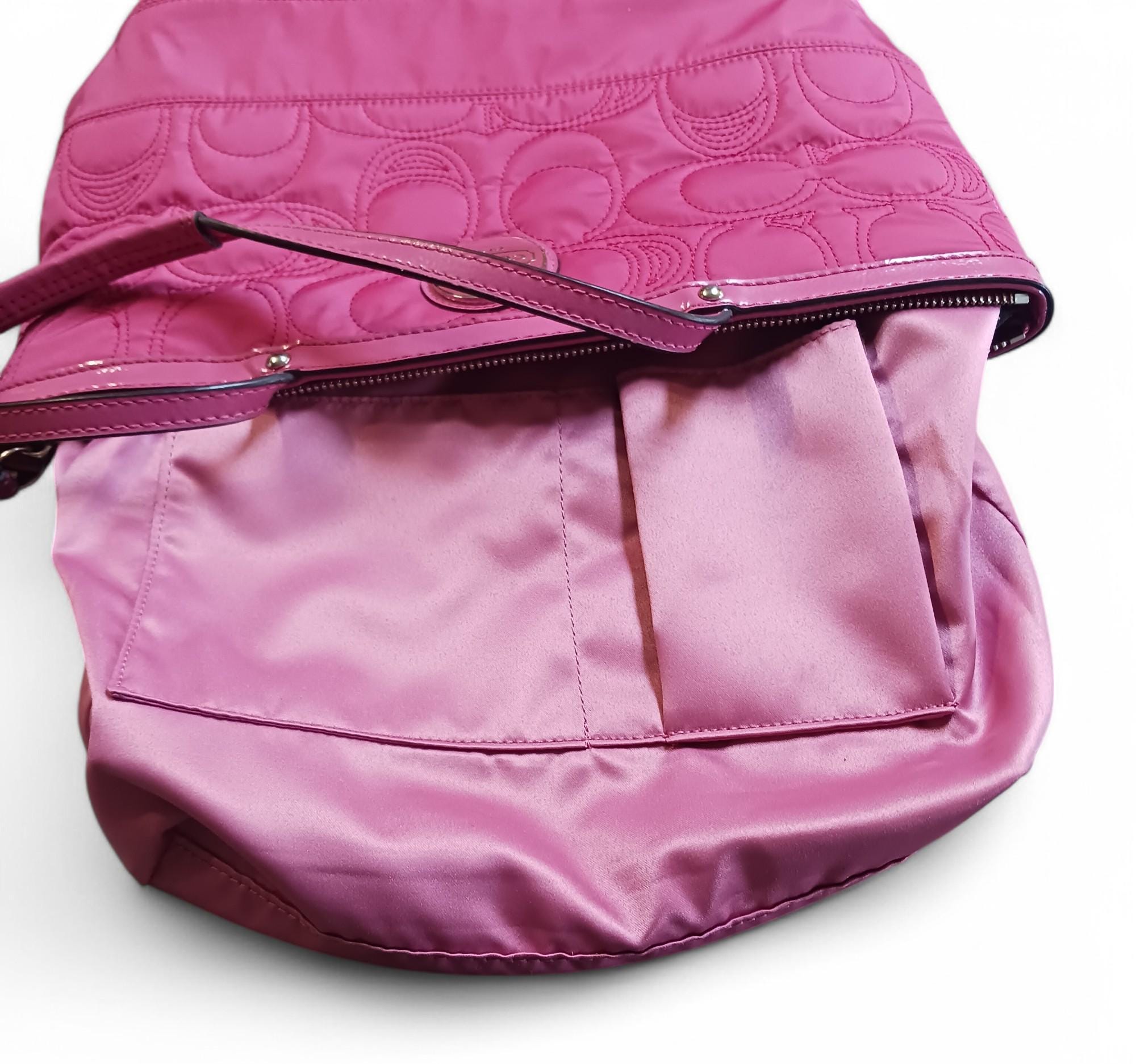 Vintage Y2K Coach Quilted Tote Bag: Rose Pink Signature, Patent