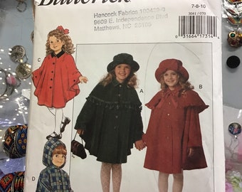 Butterick Kind Umhang/Mantel Muster. Größe 7,8,10
