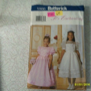Butterick Girls Baptism Dress Pattern 5900. Size 2-5