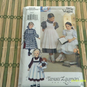 Little Vogue 8608 Girls Dress and Pinafore Pattern.  Size 2-4