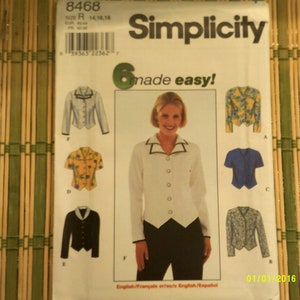 Simplicity 8468 six style petite blouse pattern size R