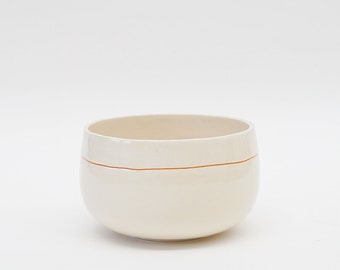 Handmade ceramic bowl with orange line, soup bowl