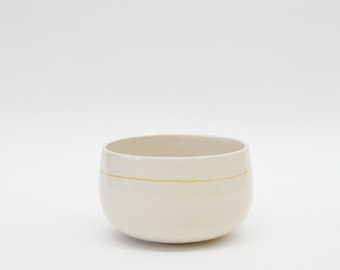 Handmade ceramic bowl with yellow line / soup bowl