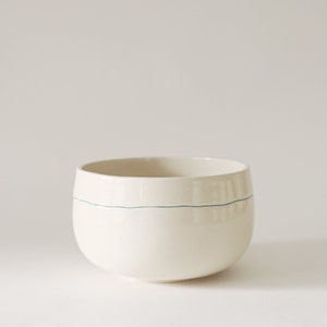 Handmade ceramic bowl with turquoise line / soup bowl Turquoise