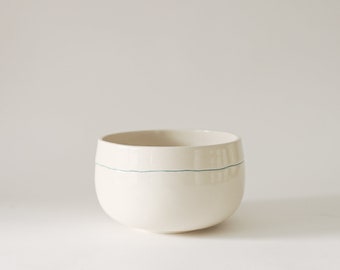 Handmade ceramic bowl with turquoise line / soup bowl