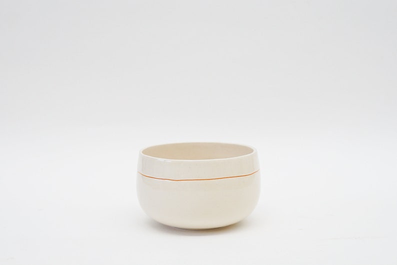 Handmade ceramic bowl with turquoise line / soup bowl Orange