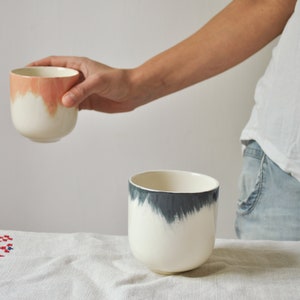 Handmade ceramic tumbler / Modern ceramic cup Pink