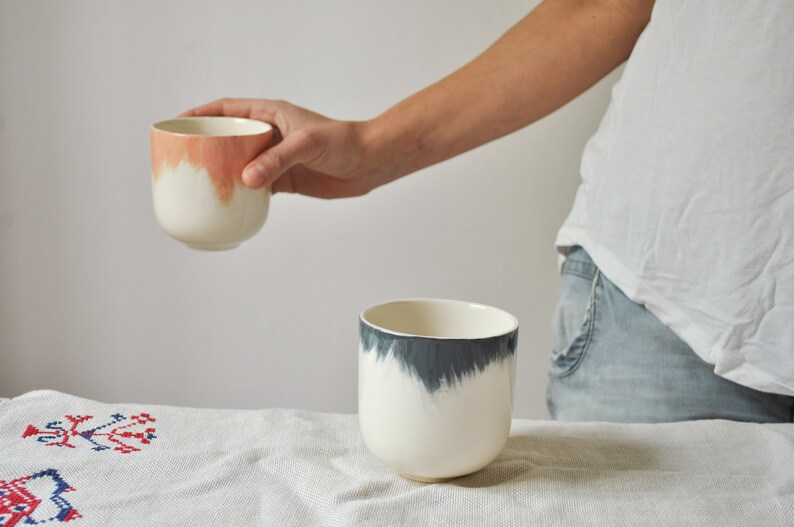 Handmade ceramic tumbler / Modern ceramic cup Pink