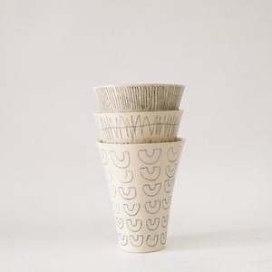 Black and white ceramic small vase with hand painted decoration H: 5 / Pencil holder / Flower vase / Stoneware vase image 5