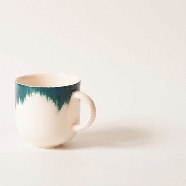 Ceramic mug with turquoise brushstrokes H: 3″ / Coffee mug / Hand painted ceramic cup / Tea cup / Stoneware cup