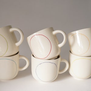 A set of 6 Handmade Ceramic mugs H: 3 / Circle mugs / Coffee cups image 2