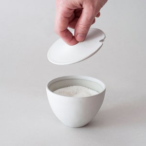 Porcelain Sugar Bowl with lid /Porcelain container / Ceramic salt cellar D: 3.5″ /  Light blue ceramic lidded jar / Ceramic kitchen jar