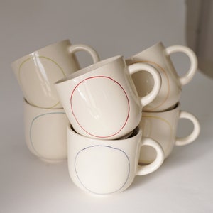 A set of 6 Handmade Ceramic mugs H: 3 / Circle mugs / Coffee cups image 3