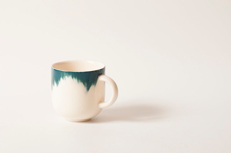 Handmade Ceramic mug with blue brushstrokes H: 3 / Coffee mug / Hand painted ceramic mug / Tea cup / Stoneware cup Turquoise